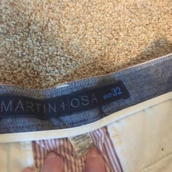 Martin Osa red and white seersucker shorts 32" - Picture 3 of 6